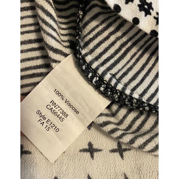 Madewell Black White Multi Print Banded Collar Zip Back Split Hem Tank Top XS - Picture 7 of 8